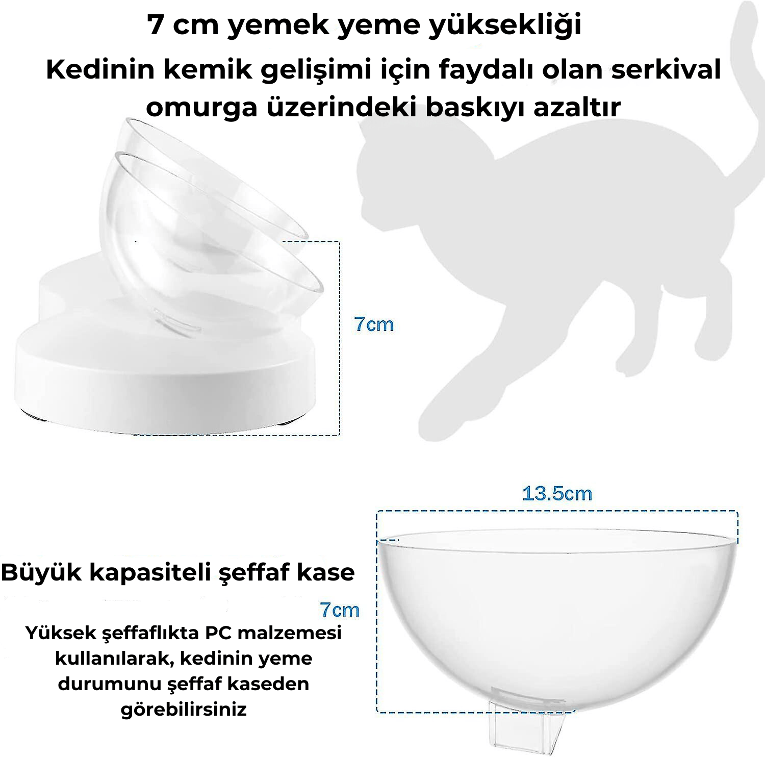 ELS Pet Kedi&Köpek İkili Şeffaf Mama ve Su Kabı - Otomatik Kedi Mama ve Su Kapları