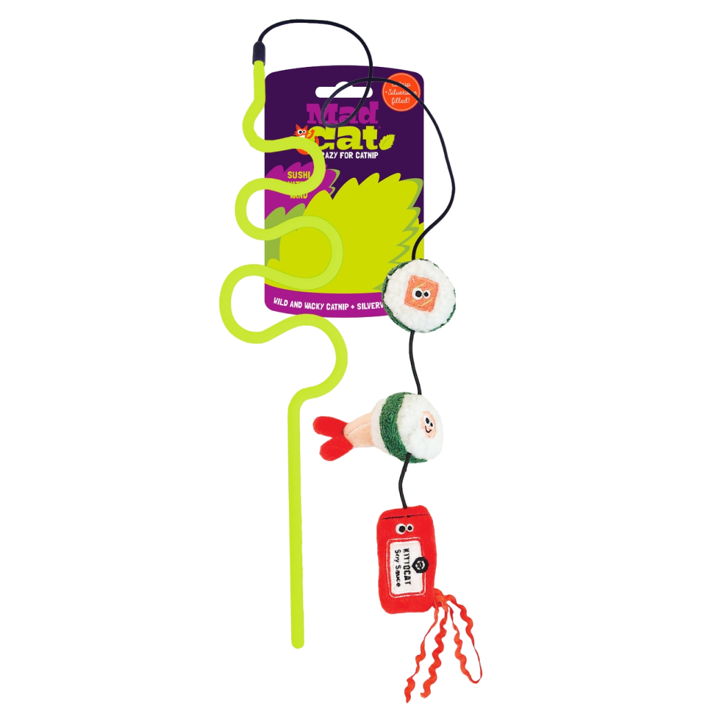 Mad Cat Sushi Swatter Kedi Otlu ve Matatabili Oyuncaklı Kedi Oltası  - Kumaş ve Peluş Oyuncaklar