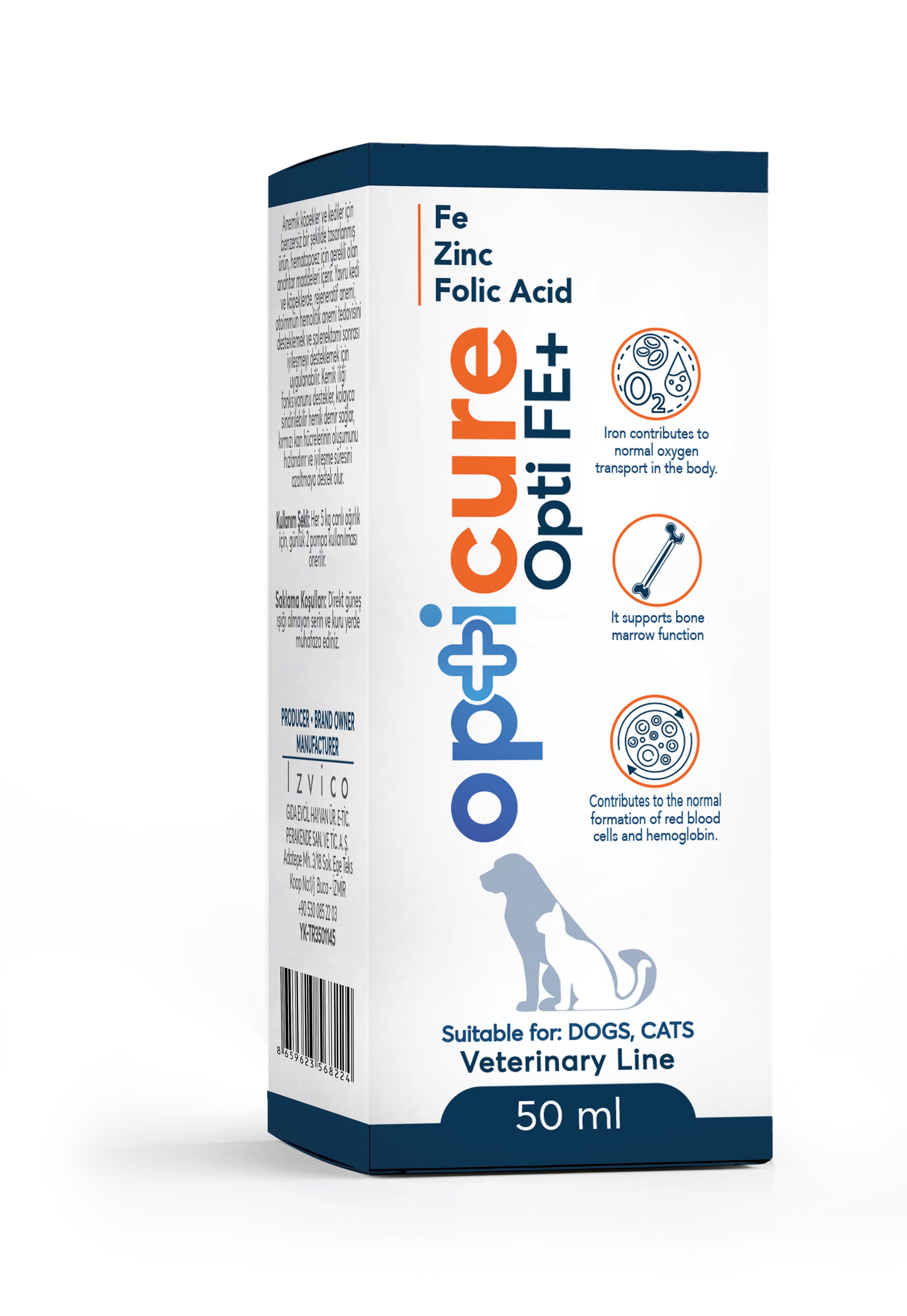 Opticure Opti Fe+ Cat Dog 50ml - Kedi Ödülleri ve Ek Besinleri