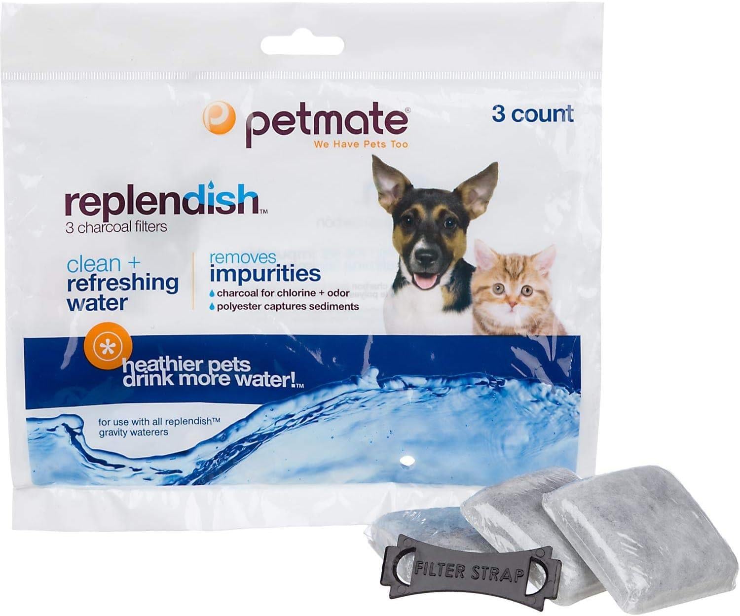 Petmate Replendish Hazneli Su Kabı Kömür Filtresi (3 adet) - Hazneli Mama ve Su Kapları