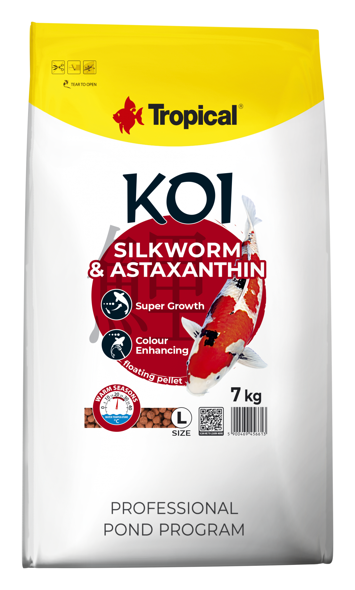 Tropical Koi Silkworm&Astaxanthin Pellet Size L 7Kg.