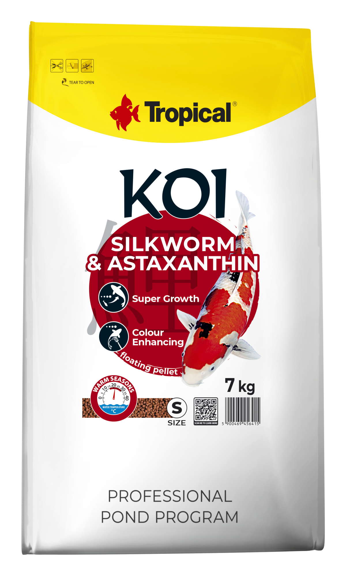 Tropical Koi Silkworm&Astaxanthin Pellet Size S 7Kg.