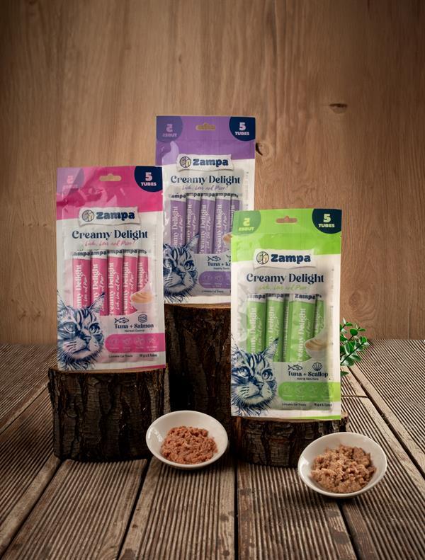 Zampa Creamy Delight Ton Balıklı & Somonlu Kedi Krema Ödül Maması - 16g x 5