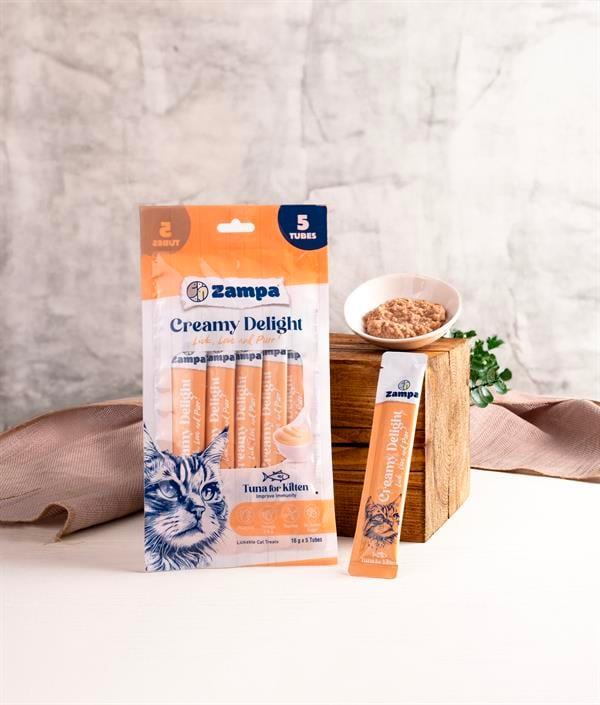 Zampa Creamy Delight Yavru Kediler için Ton Balıklı Krema Ödül Maması - 16g x 5