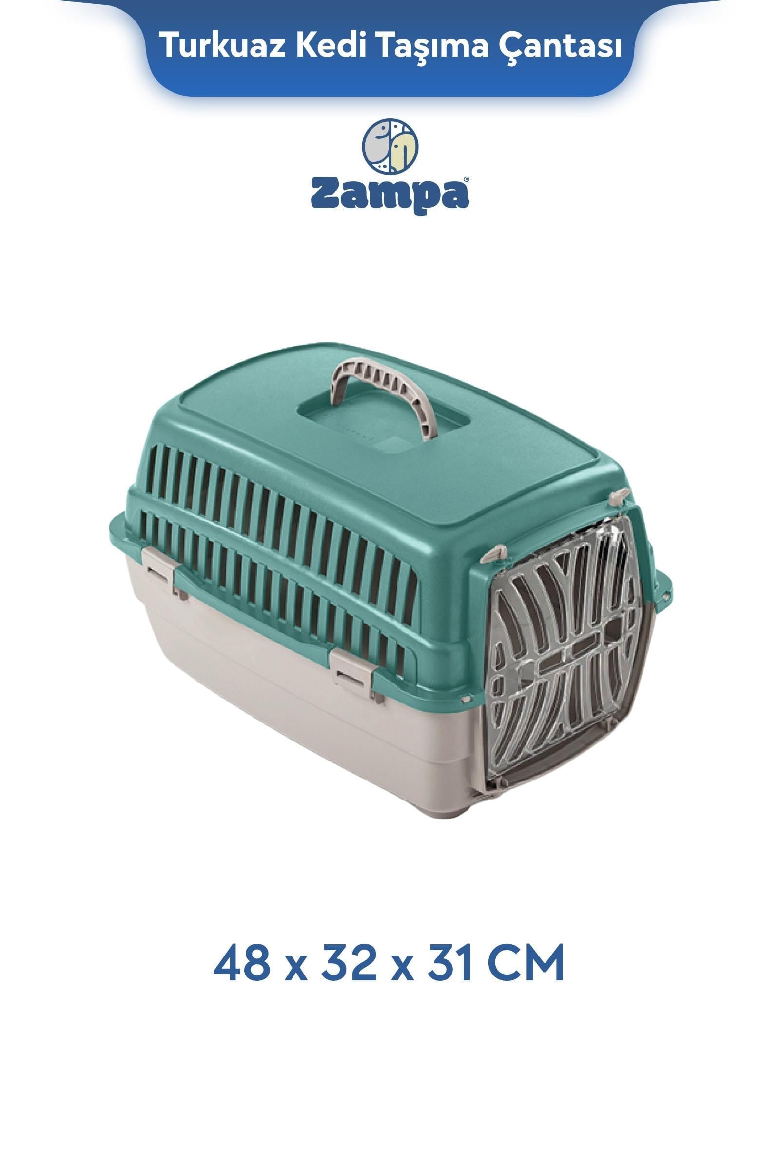 Zampa Plus Voyager Small Plastik Taşıma Kutusu 48x32x31 cm - Kedi Taşıma ve Kafesleri