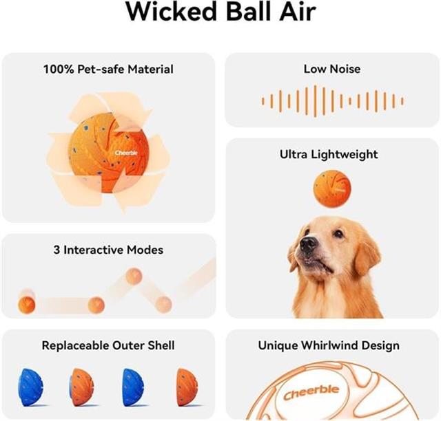 Cheerble Akıllı İnteraktif Köpek Oyuncağı, Turuncu 7 x 7 x 7cm