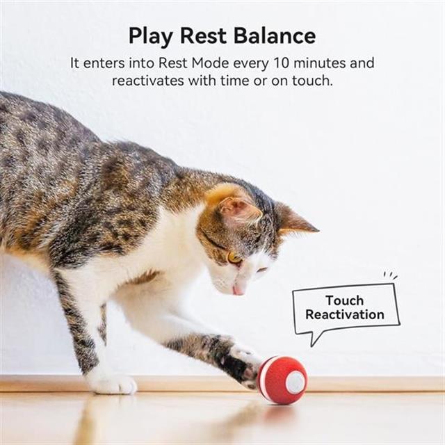 Cheerble Şarjlı Akıllı İneraktif Kedi Oyun Topu, Kırmızı 4 cm