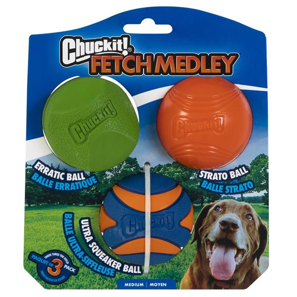 Chuckit! Fetch Medley (Gen 2) 3'lü Köpek Oyun Topu (Orta Boy) - Oyun Topları ve Frizbiler