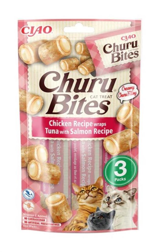 Ciao Churu Bites Tavuk Sargılı , Ton Balıklı ve Somonlu Kedi Ödül Maması 3 x 10 Gr