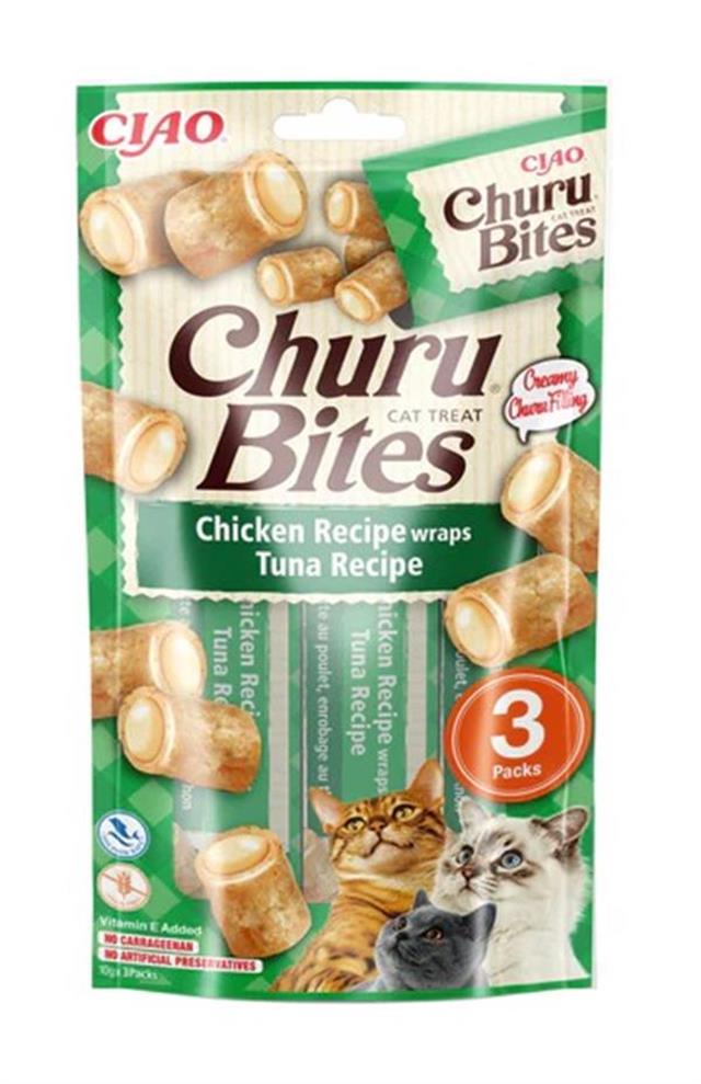 Ciao Churu Bites Tavuk Sargılı ve Ton Balıklı Kedi Ödül Maması 3 x 10 Gr