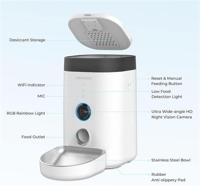 Dogness F10A Akıllı Otomatik Mama Kabı – Kamera Kontrollü (3,6 Litre)