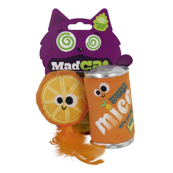 Mad Cat Orange Mice Soda Kedi Otlu ve Matatabili 2'li Kedi Oyuncağı - Kumaş ve Peluş Oyuncaklar