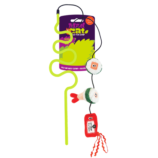 Mad Cat Sushi Swatter Kedi Otlu ve Matatabili Oyuncaklı Kedi Oltası  - Kumaş ve Peluş Oyuncaklar