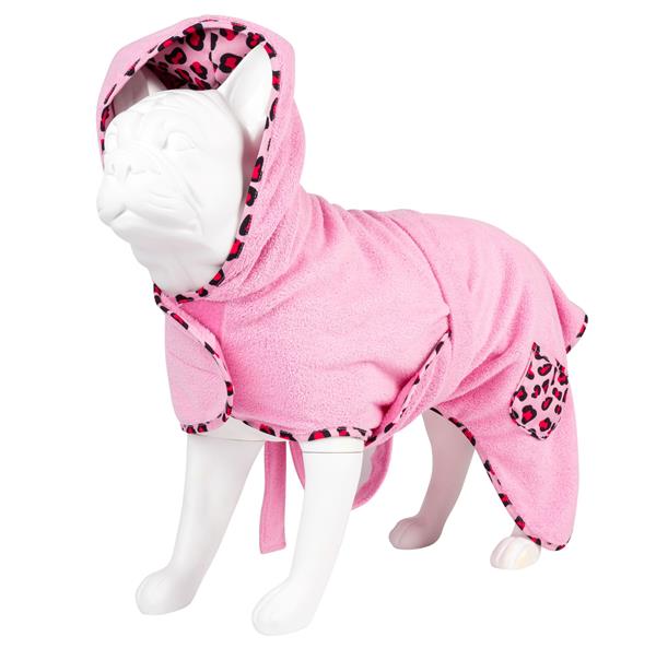 Max & Molly Leopard Pink Köpek Bornozu - Köpek Kıyafetleri