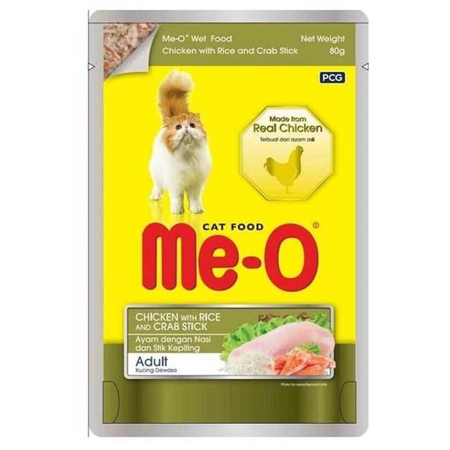 Me-O Pouch Tavuk/Pirinç/Yengeçli Kedi Konservesi 80GR