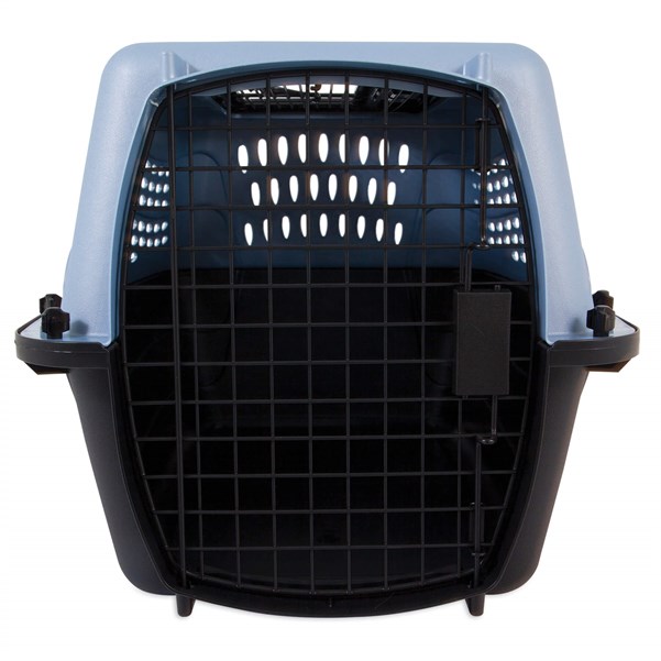 Petmate İki Kapılı Plastik Taşıma Kafesi Gri/Mavi (61 x 43 x 37cm) - Köpek Taşıma ve Kafesleri