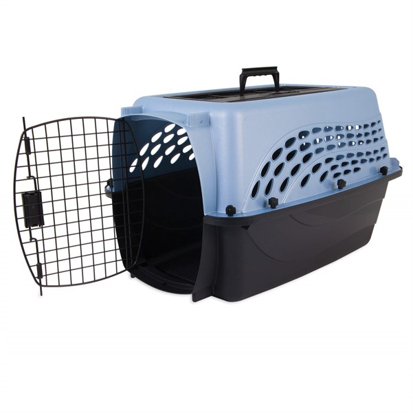 Petmate İki Kapılı Plastik Taşıma Kafesi Gri/Mavi (61 x 43 x 37cm) - Köpek Taşıma ve Kafesleri
