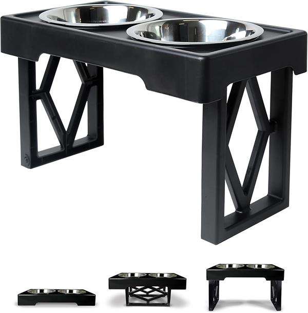 PetZone OurPets Barking Bistro Ayarlanabilir Yükseklikli 2 x 1.75 lt Mama ve Su Kabı - Hazneli Mama ve Su Kapları