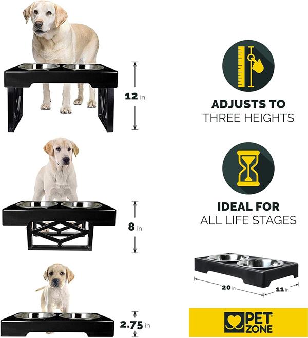 PetZone OurPets Barking Bistro Ayarlanabilir Yükseklikli 2 x 1.75 lt Mama ve Su Kabı - Hazneli Mama ve Su Kapları