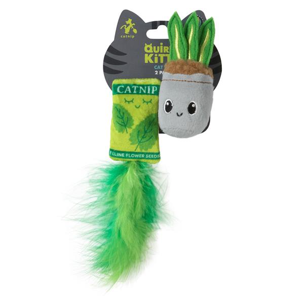 Quirky Kitty House Plant Kedi Otlu ve Matatabili 2'li Kedi Oyuncağı  - Kumaş ve Peluş Oyuncaklar