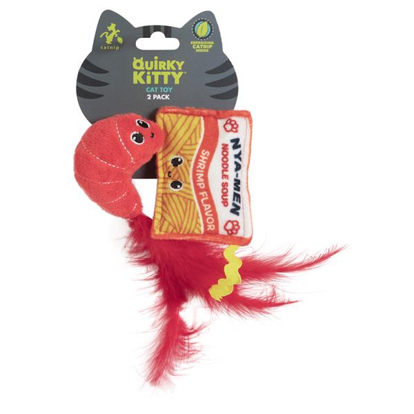 Quirky Kitty Shrimp Ramen Kedi Otlu ve Matatabili 2'li Kedi Oyuncağı  - Kumaş ve Peluş Oyuncaklar