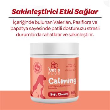  Vet's Plus Calming Kedi ve Köpekler İçin Sakinleştirici Çiğnenebilir Tablet (60'lı) - Kedi Vitaminleri