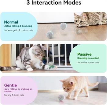Cheerble Şarjlı Akıllı İneraktif Kedi Oyun Topu, Gri 4 cm