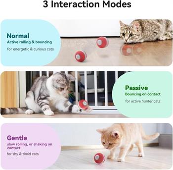 Cheerble Şarjlı Akıllı İneraktif Kedi Oyun Topu, Kırmızı 4 cm