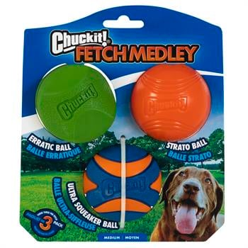 Chuckit! Fetch Medley (Gen 2) 3'lü Köpek Oyun Topu (Orta Boy) - Oyun Topları ve Frizbiler