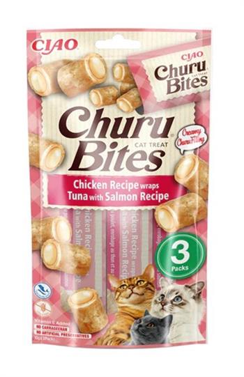 Ciao Churu Bites Tavuk Sargılı , Ton Balıklı ve Somonlu Kedi Ödül Maması 3 x 10 Gr