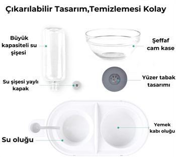ELS Pet Kedi&Köpek Otomatik Su Doldurmalı Mama ve Su Kabı