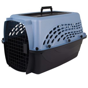 Petmate İki Kapılı Plastik Taşıma Kafesi Gri/Mavi (61 x 43 x 37cm) - Köpek Taşıma ve Kafesleri