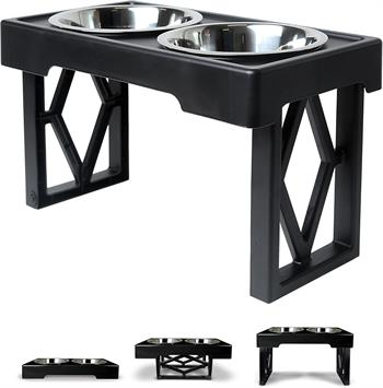 PetZone OurPets Barking Bistro Ayarlanabilir Yükseklikli 2 x 1.75 lt Mama ve Su Kabı - Hazneli Mama ve Su Kapları
