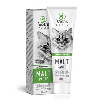 Vet's Plus Anti-Hairball Tüy Yumağı Önleyici Malt Kedi Macunu 100gr - Kedi Macunları