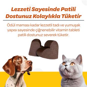 Vet's Plus Immune Kedi ve Köpekler İçin Bağışıklık Sistemi Destekleyici Çiğnenebilir Tablet (60'lı) - Kedi Vitaminleri