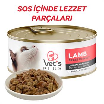 Vet's Plus Optimal Nutrition Kuzu Etli Tahılsız Kedi Konservesi 85gr - Kedi Konserveleri