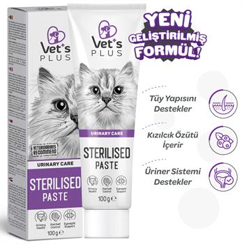 Vet's Plus Sterilised Kısırlaştırılmış Kediler İçin Malt Kedi Macunu 100gr - Kedi Macunları