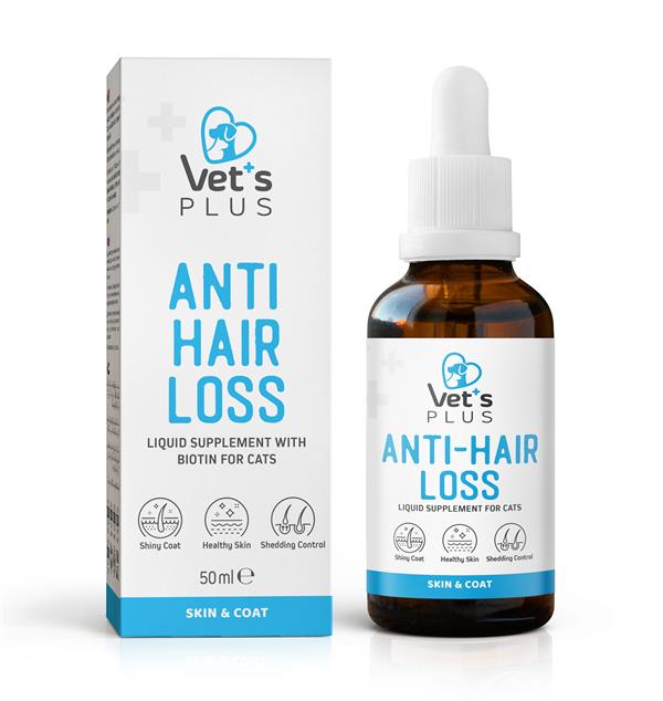 Vet's Plus Anti-Hair Loss Kediler İçin Tüy Dökülmesi Önleyici Plus+B Damla 50ml - Kedi Vitaminleri