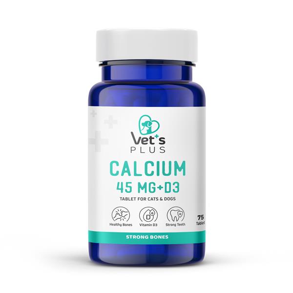 Vet's Plus Calcium Kedi ve Köpekler İçin Kalsiyum Tablet (75'li) - Kedi Vitaminleri