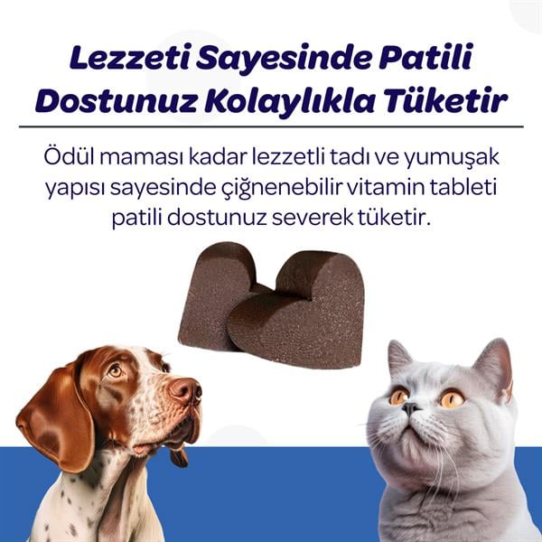 Vet's Plus Hip&Joint Kedi ve Köpekler İçin Eklem Destekleyici Çiğnenebilir Tablet (60'lı) - Kedi Vitaminleri