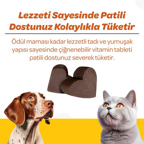 Vet's Plus Immune Kedi ve Köpekler İçin Bağışıklık Sistemi Destekleyici Çiğnenebilir Tablet (60'lı) - Kedi Vitaminleri