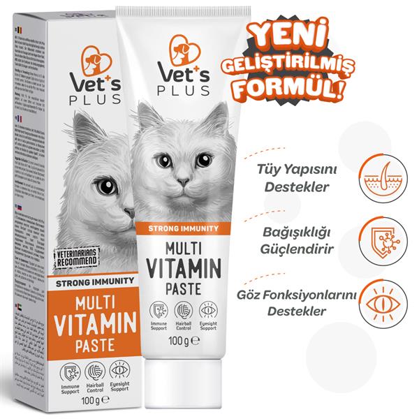 Vet's Plus Multi-Vitamin Taurinli Malt Kedi Macunu 100gr - Kedi Macunları