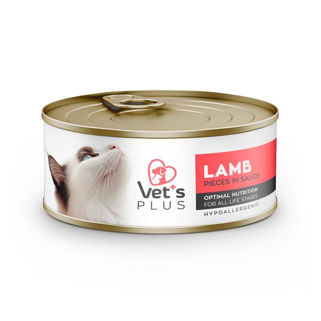 Vet's Plus Optimal Nutrition Kuzu Etli Tahılsız Kedi Konservesi 85gr - Kedi Konserveleri