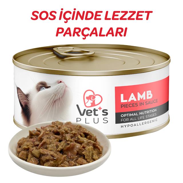 Vet's Plus Optimal Nutrition Kuzu Etli Tahılsız Kedi Konservesi 85gr - Kedi Konserveleri