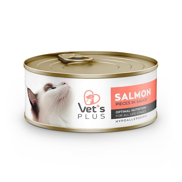 Vet's Plus Optimal Nutrition Somon Balıklı Tahılsız Kedi Konservesi 85gr - Kedi Konserveleri