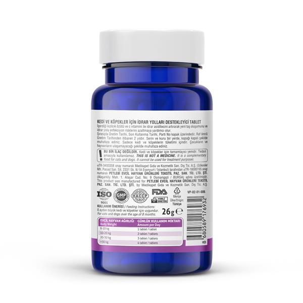 Vet's Plus Urinary Care Kedi ve Köpek İçin İdrar Sağlığı Sistem Destekleyici Tablet (75'li) - Kedi Vitaminleri