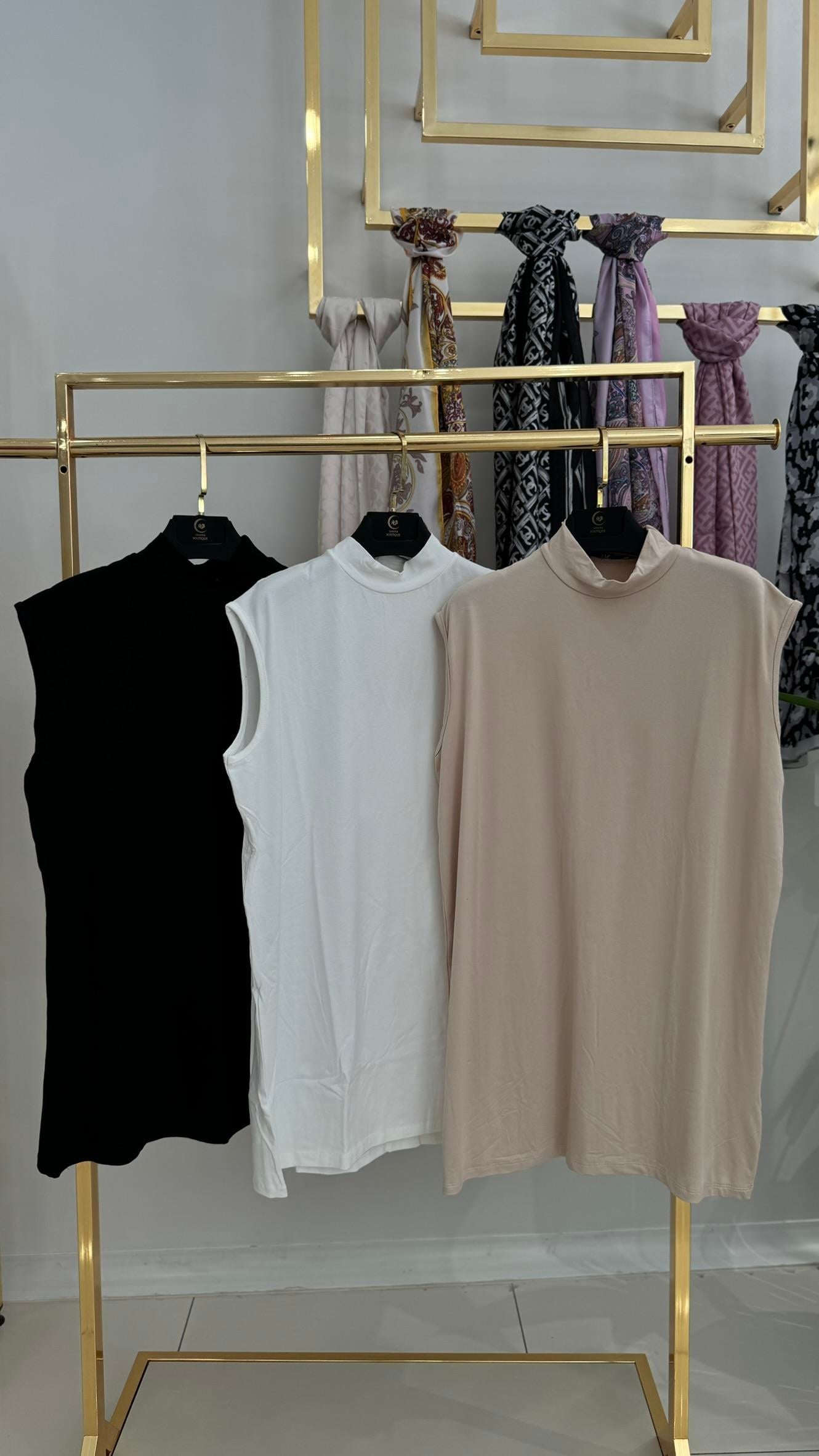 2030 Basic boyunlu uzun içlik-BEJ