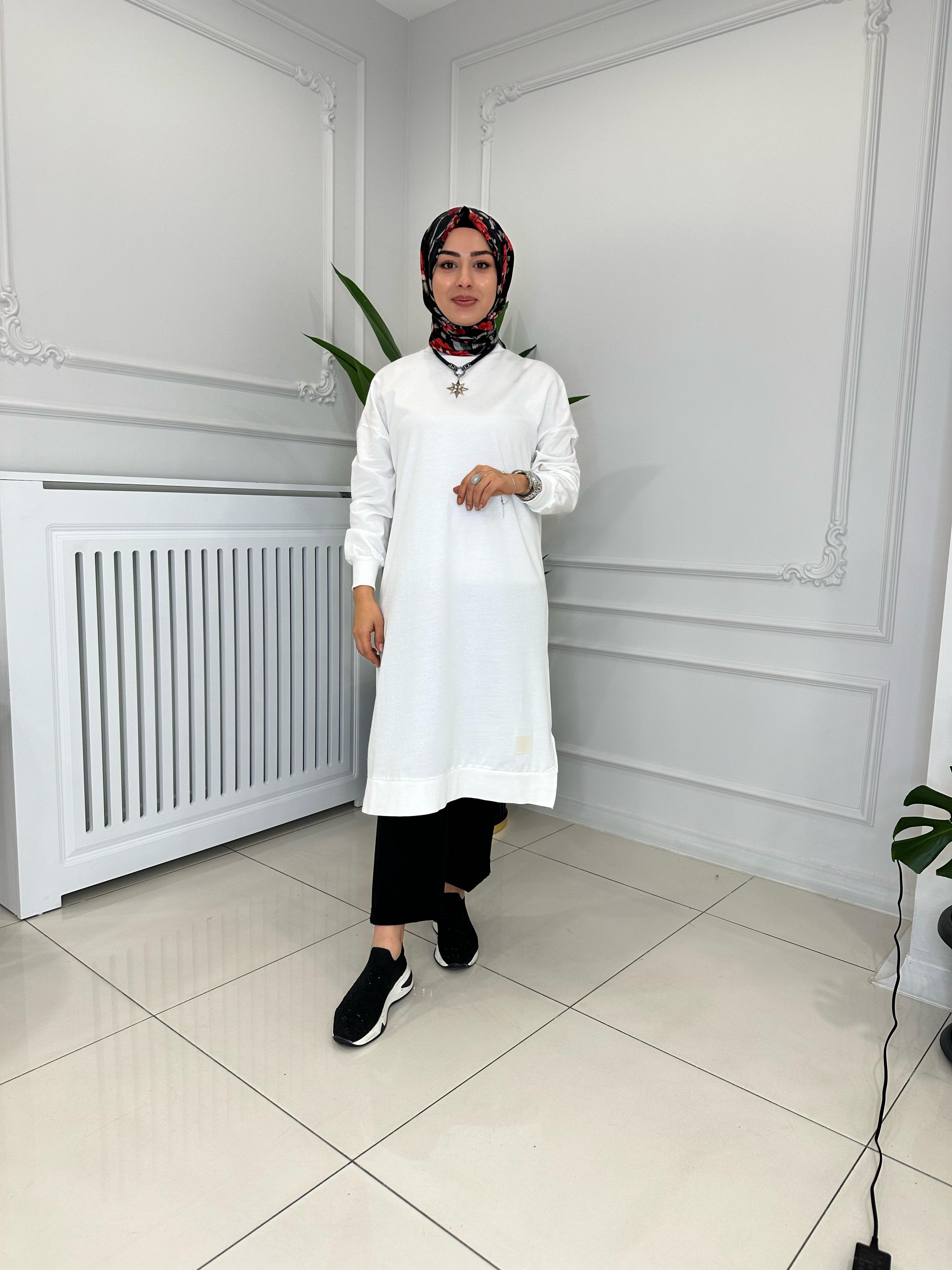 BASİC UZUN SWEAT BEYAZ 