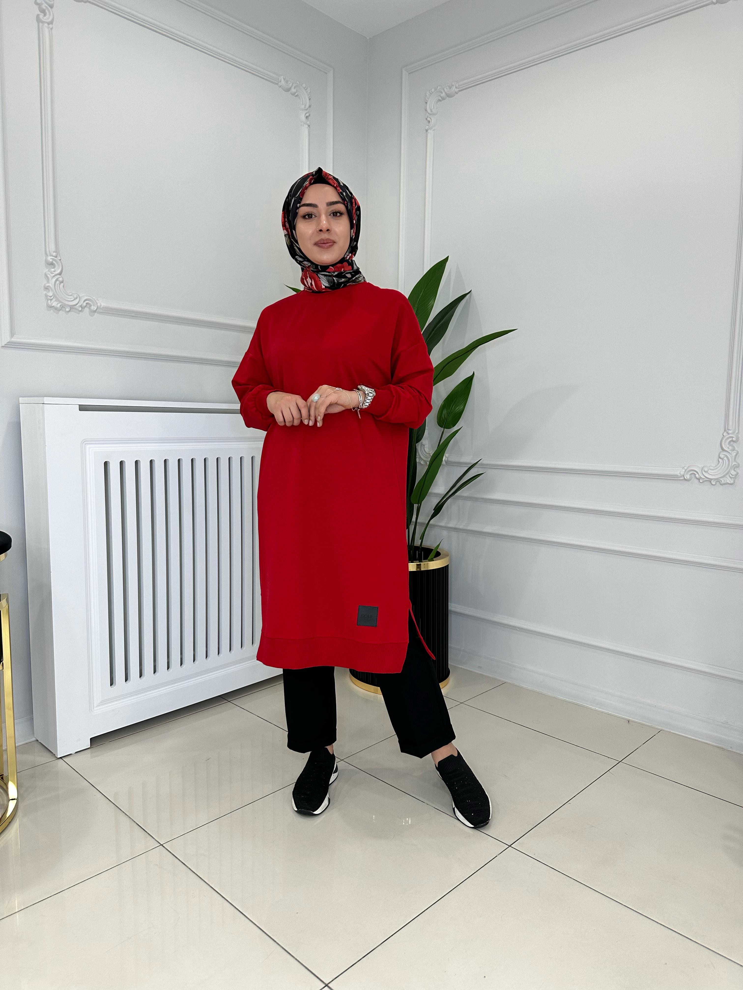 BASİC UZUN SWEAT KIRMIZI 