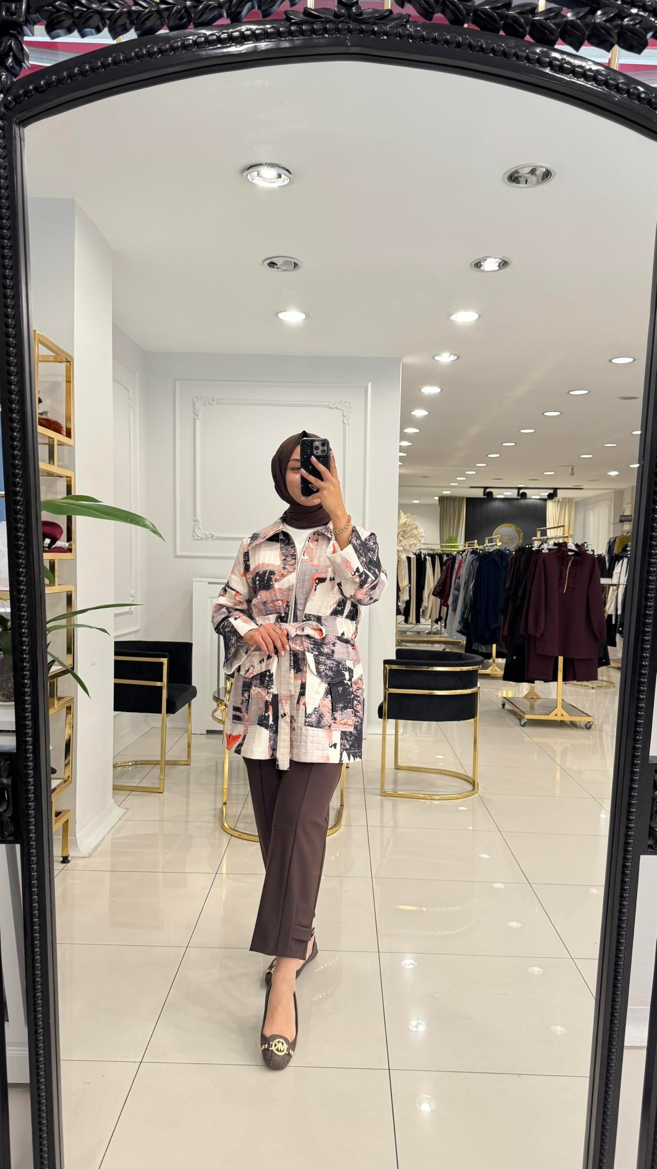 SZ-5609 Nirvana paçası apolet pantolon-KAHVERENGİ